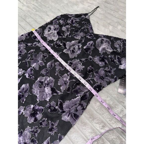 Oleg Cassini Beaded Mini Dress 10 Petite 90s Y2K Velvet Floral Purple Black NWT‎ - Picture 5 of 9